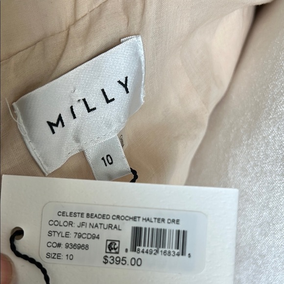 Milly Celeste Beaded Crochet Halter Dress | Natural/Tan | 10 - Picture 5 of 7